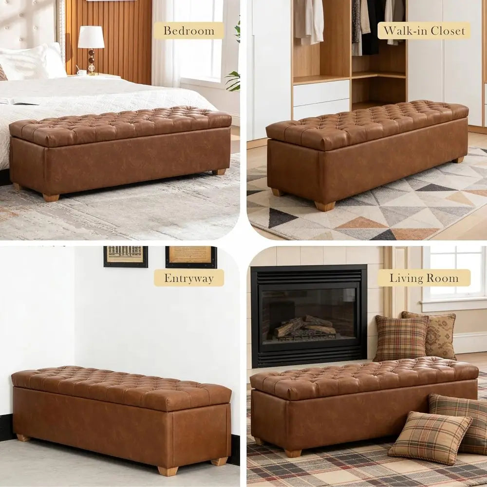 Storage Ottoman Bench for Bedroom & Entryway