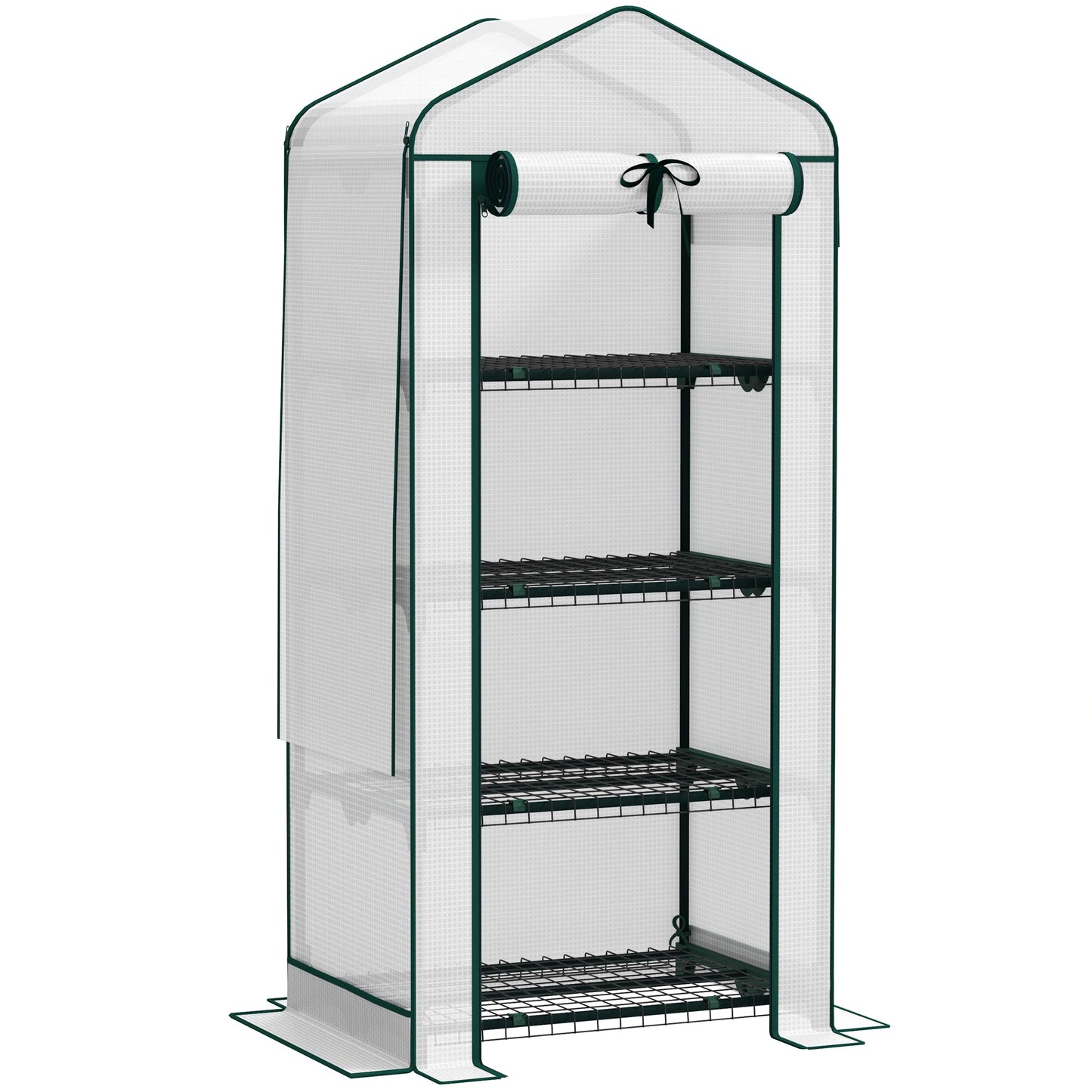 4-Tier Portable Greenhouse with Ventilated Mesh Roof