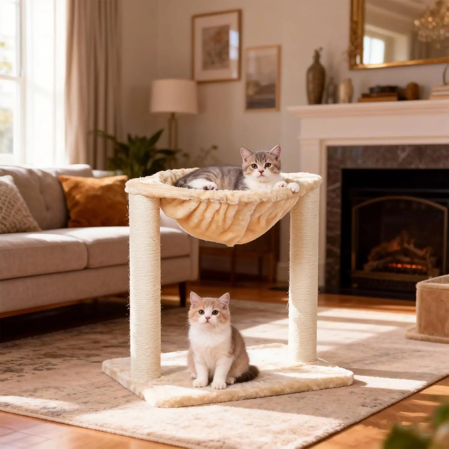 Cat Tree Tower with Hammock and Scratching Post