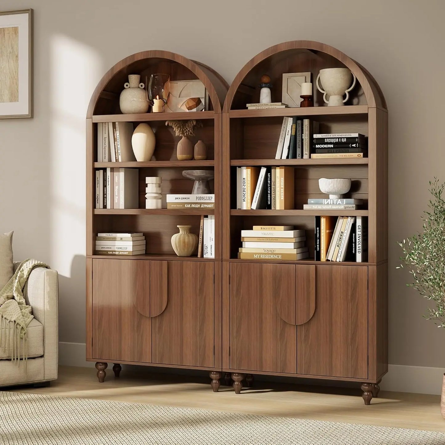 Arched Mid Century Storage Cabinet with Statement Doors