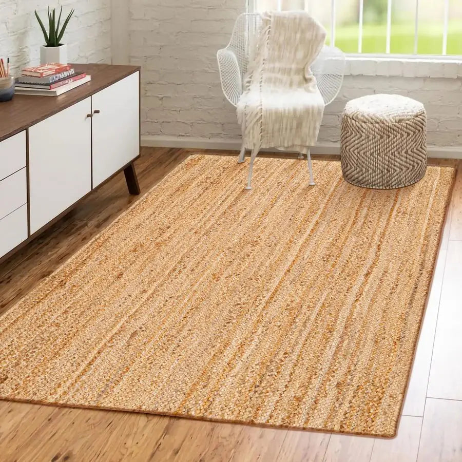 Handwoven Jute Area Rug with Braided Texture