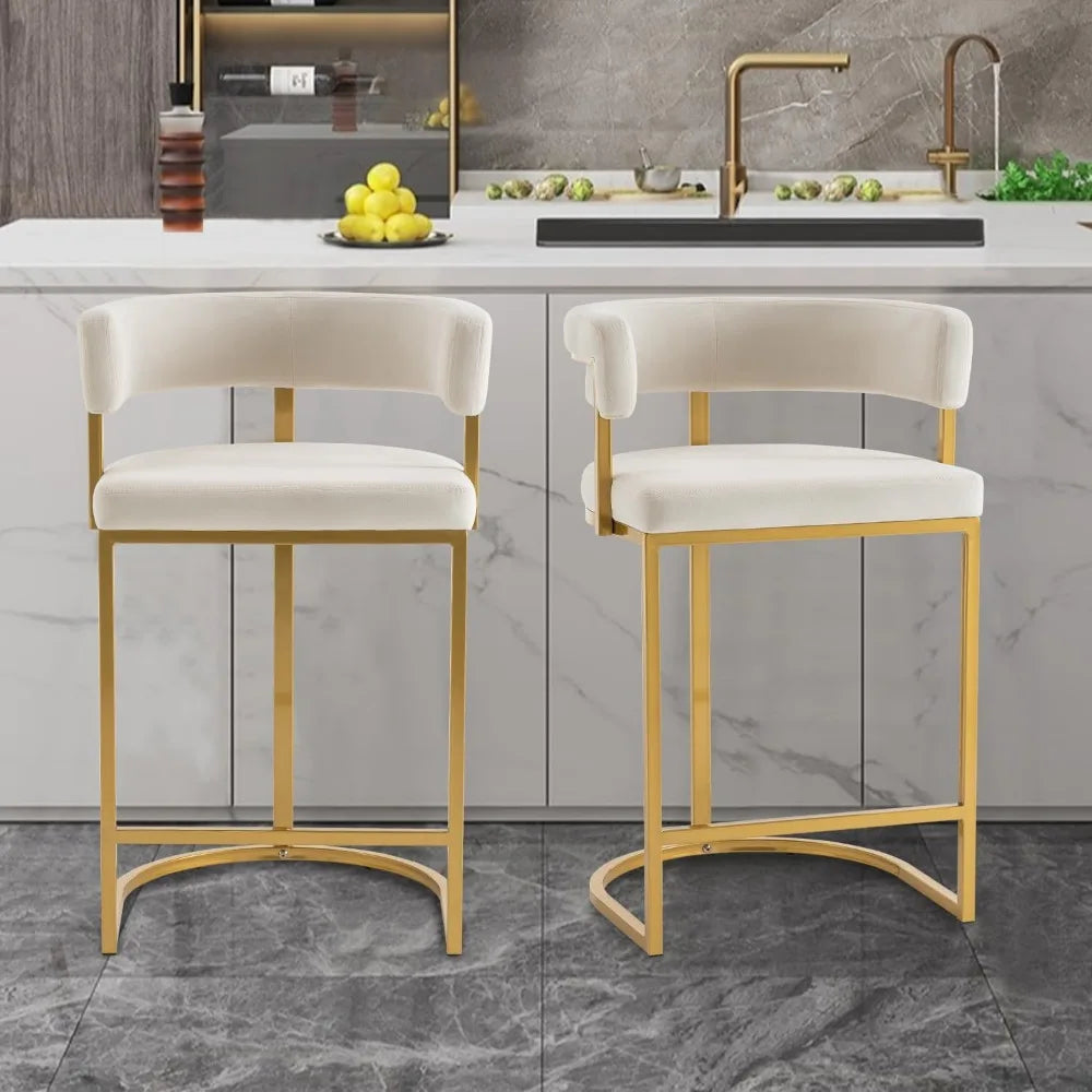 Velvet Barrel Back Bar Stools (Set of 2)