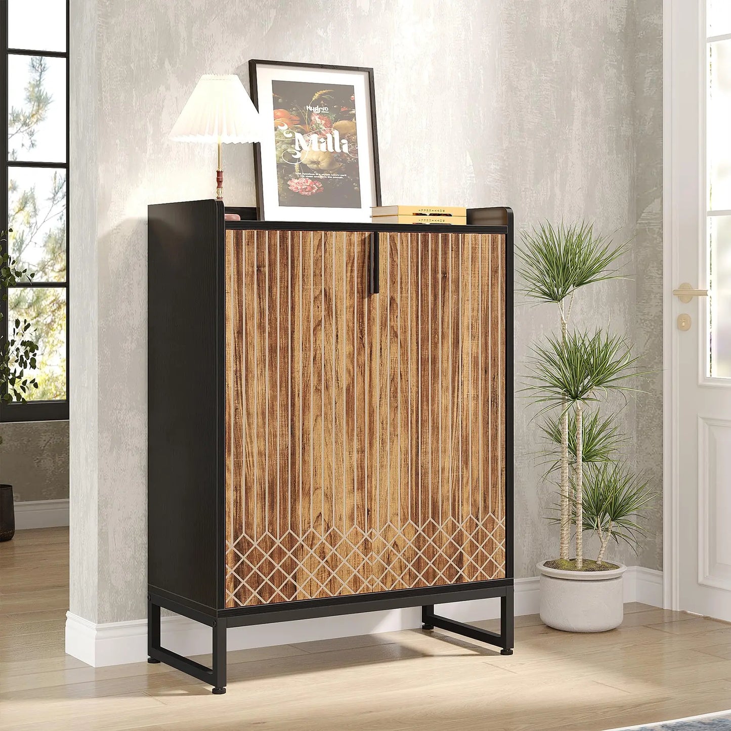 5-Tier Shoe Storage Cabinet with Doors