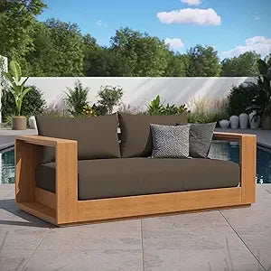 Modern Acacia Wood Outdoor Loveseat