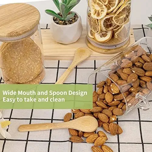 Glass Storage Jar with Bamboo Lid and Airtight Seal - Set of 2