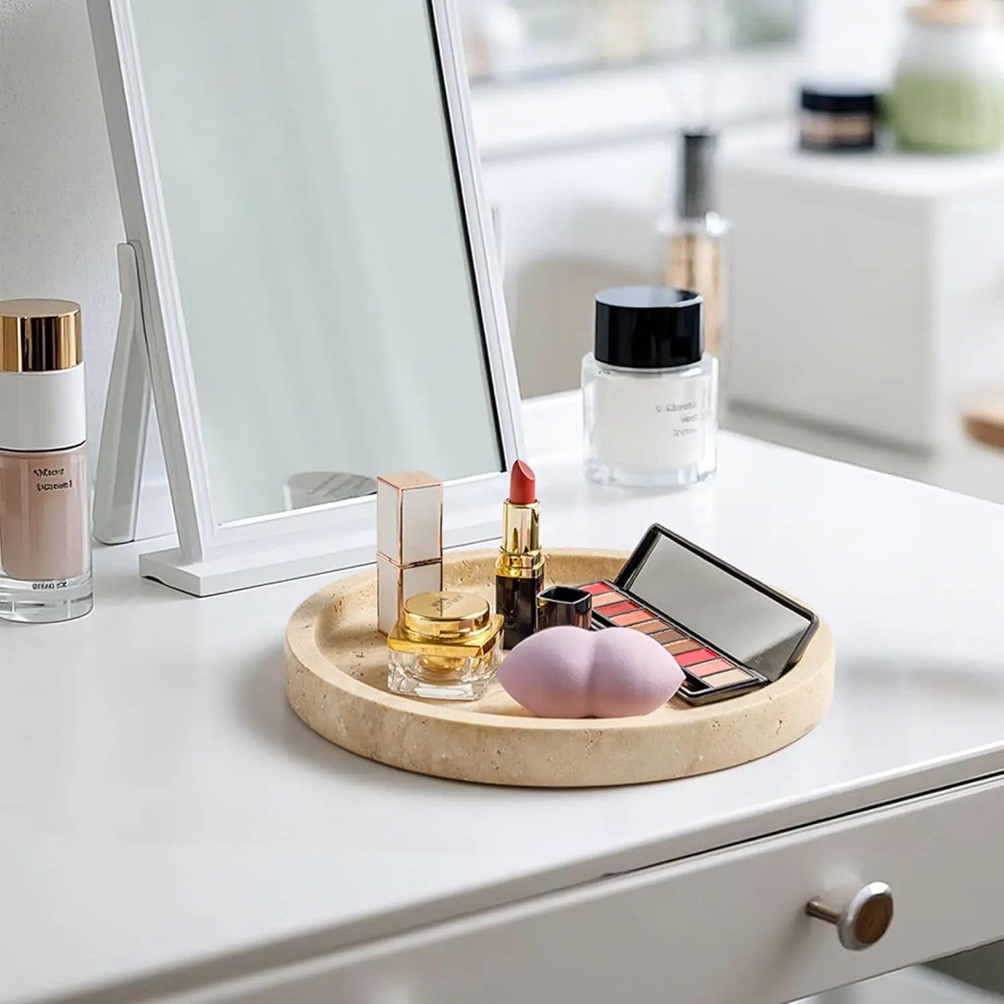 Natural Marble Vanity Tray (Round)