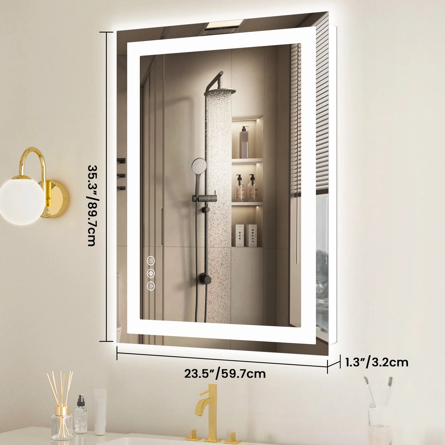 LED Bathroom Mirror with Anti Fog and Adjustable Lighting