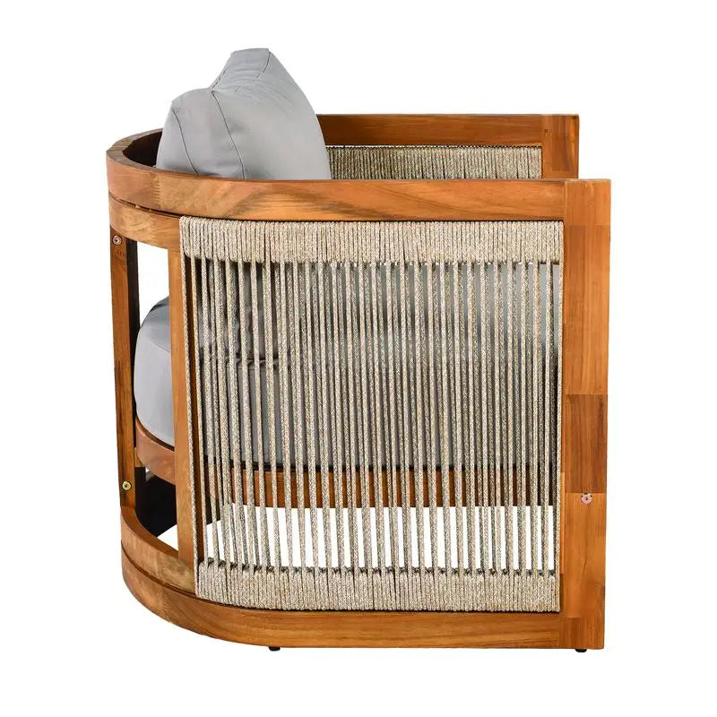 Acacia Outdoor Seating with Curved Design and Slat Detailing