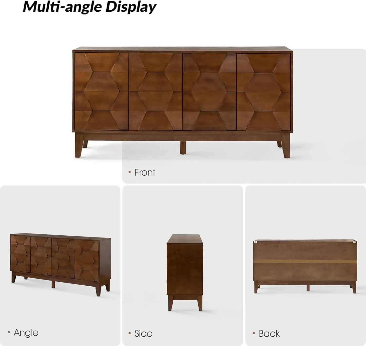 Modern Sideboard Cabinet with 4 Doors and Interior Shelves