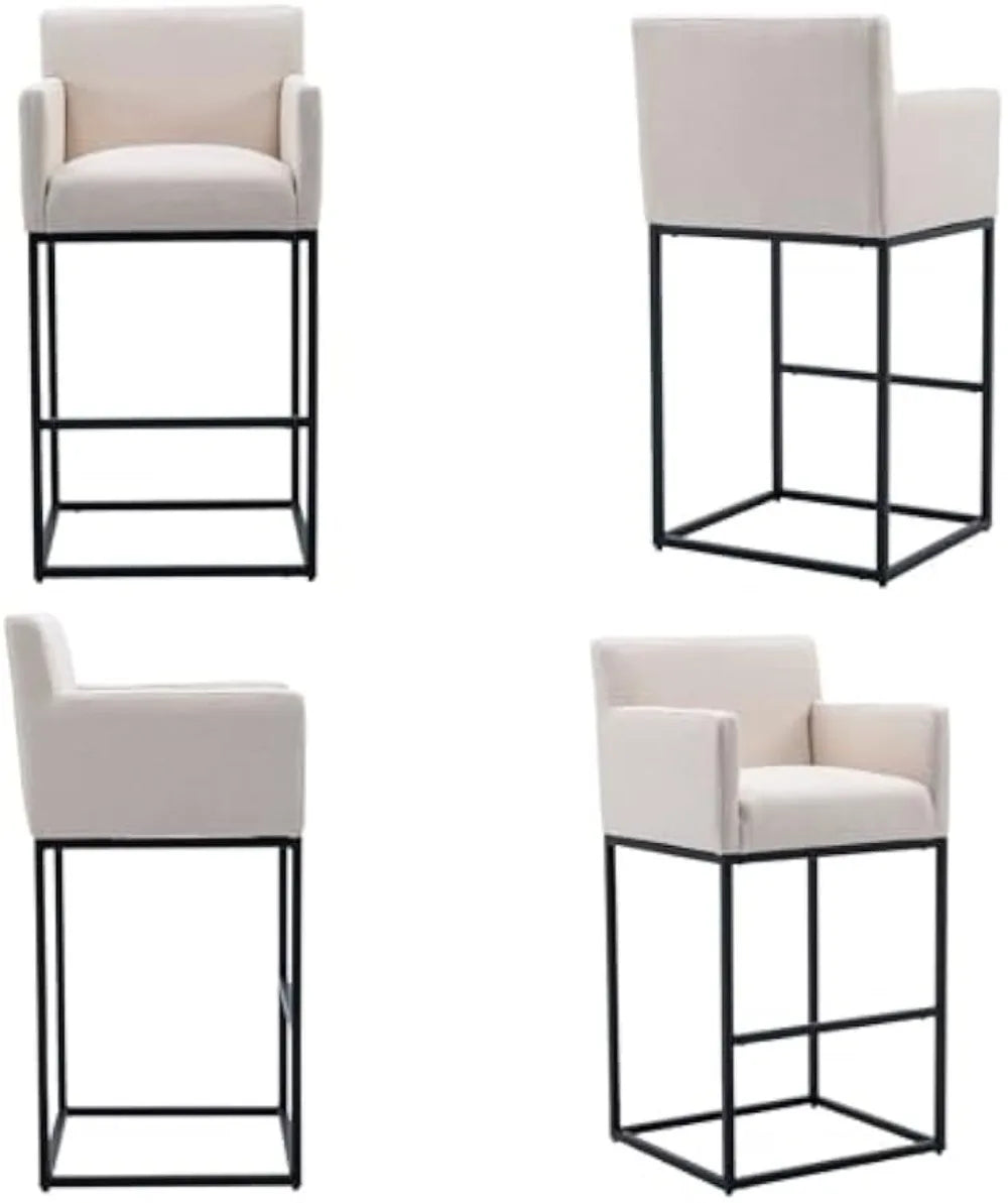 Modern Counter Height Bar Stools with Back (Set of 2)