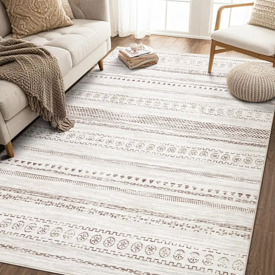 Trendy Boho Geometric Washable Area Rug