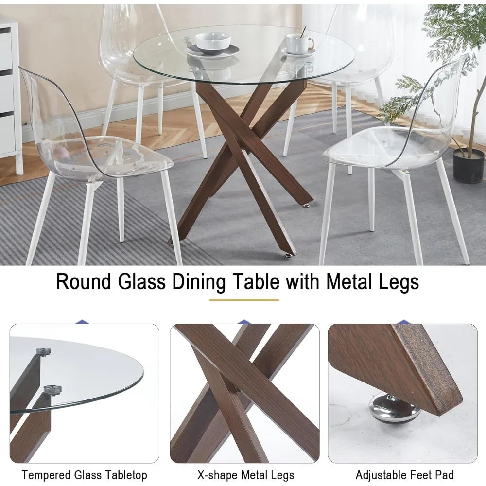Round Tempered Glass Dining Table