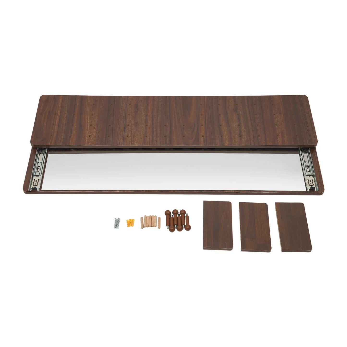 Wall-Mounted Mirror with Adjustable Storage Pegboard