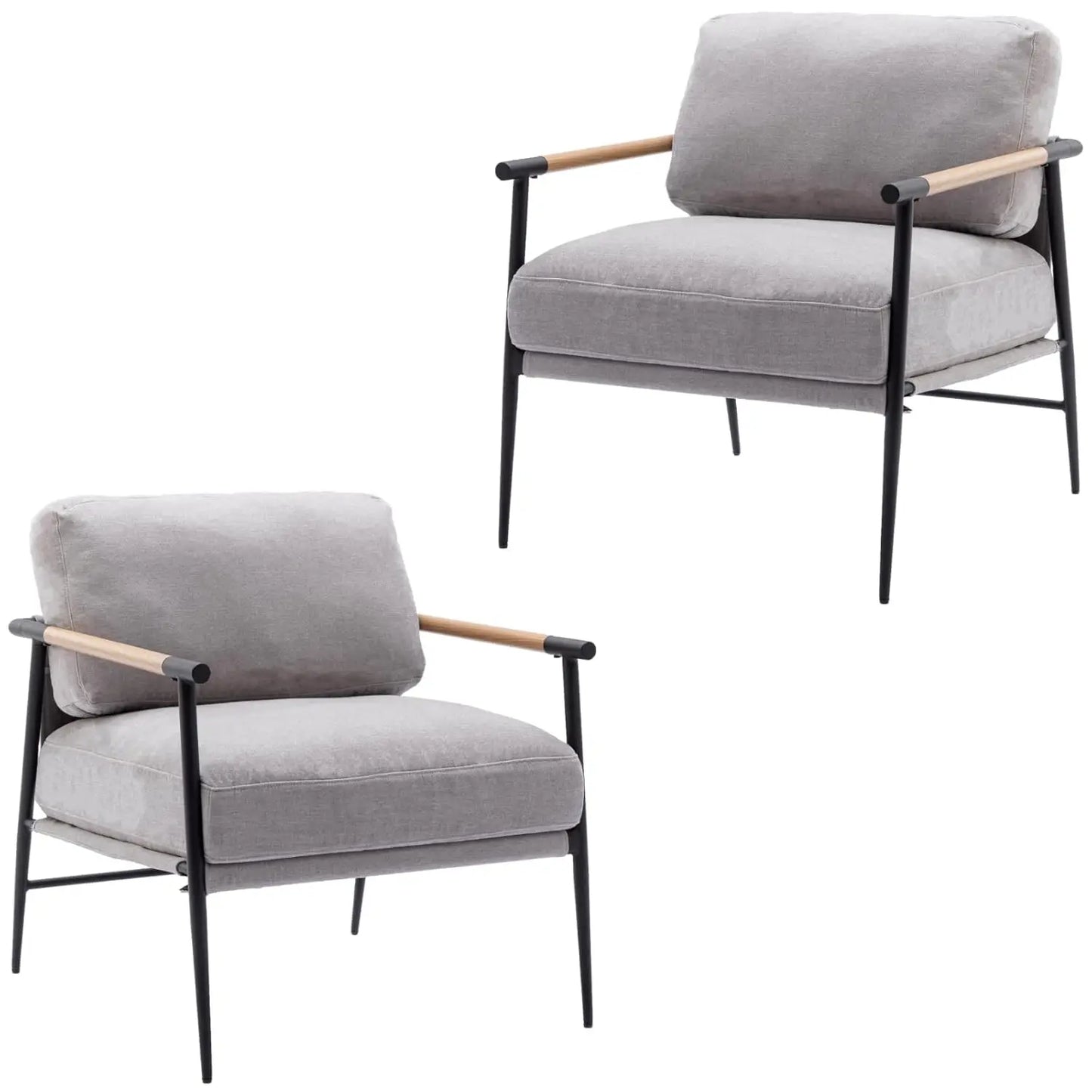 Modern Accent Arm Chair with Cushioned Comfort - Set of 2