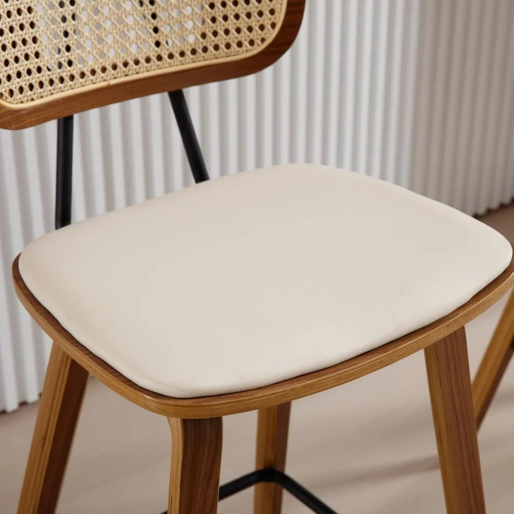 Mid-Century Rattan Bar Stools Set of 2