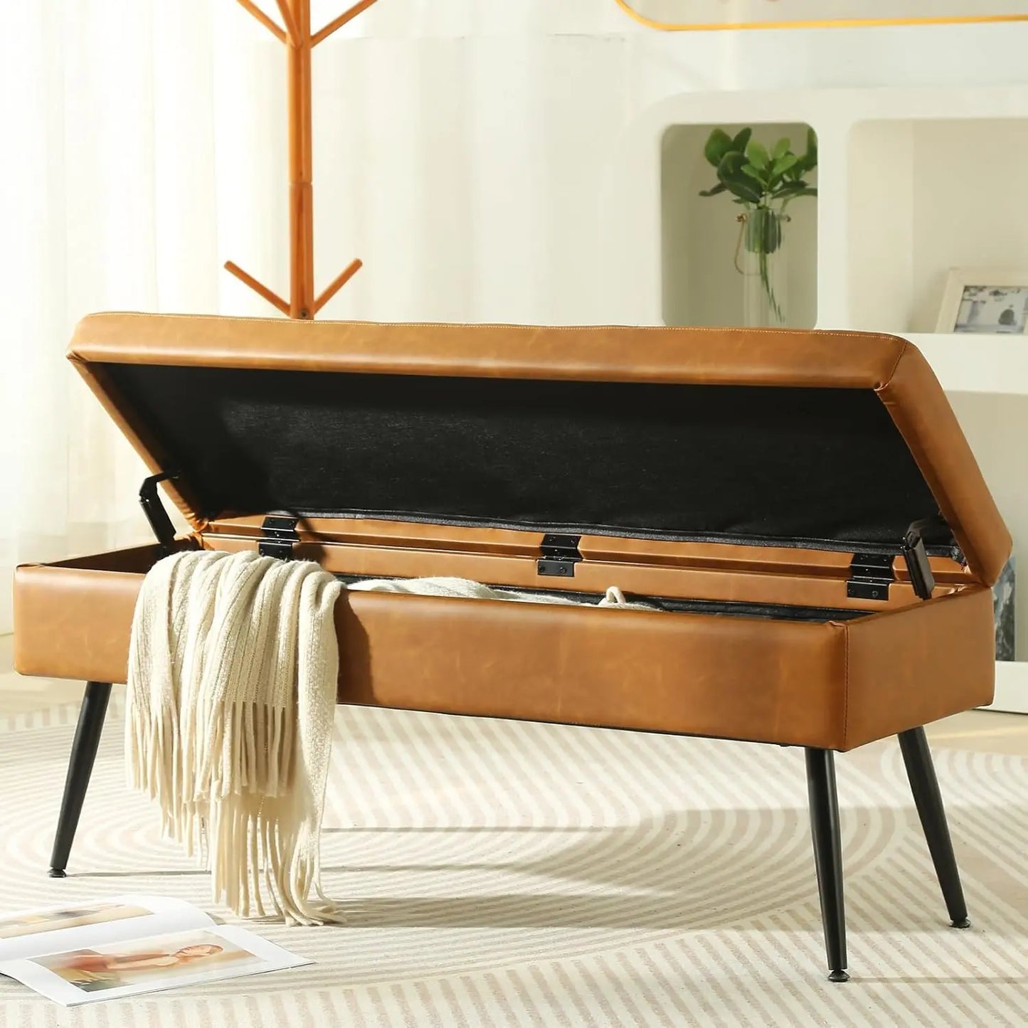 Storage Ottoman Bench with Hidden Compartment
