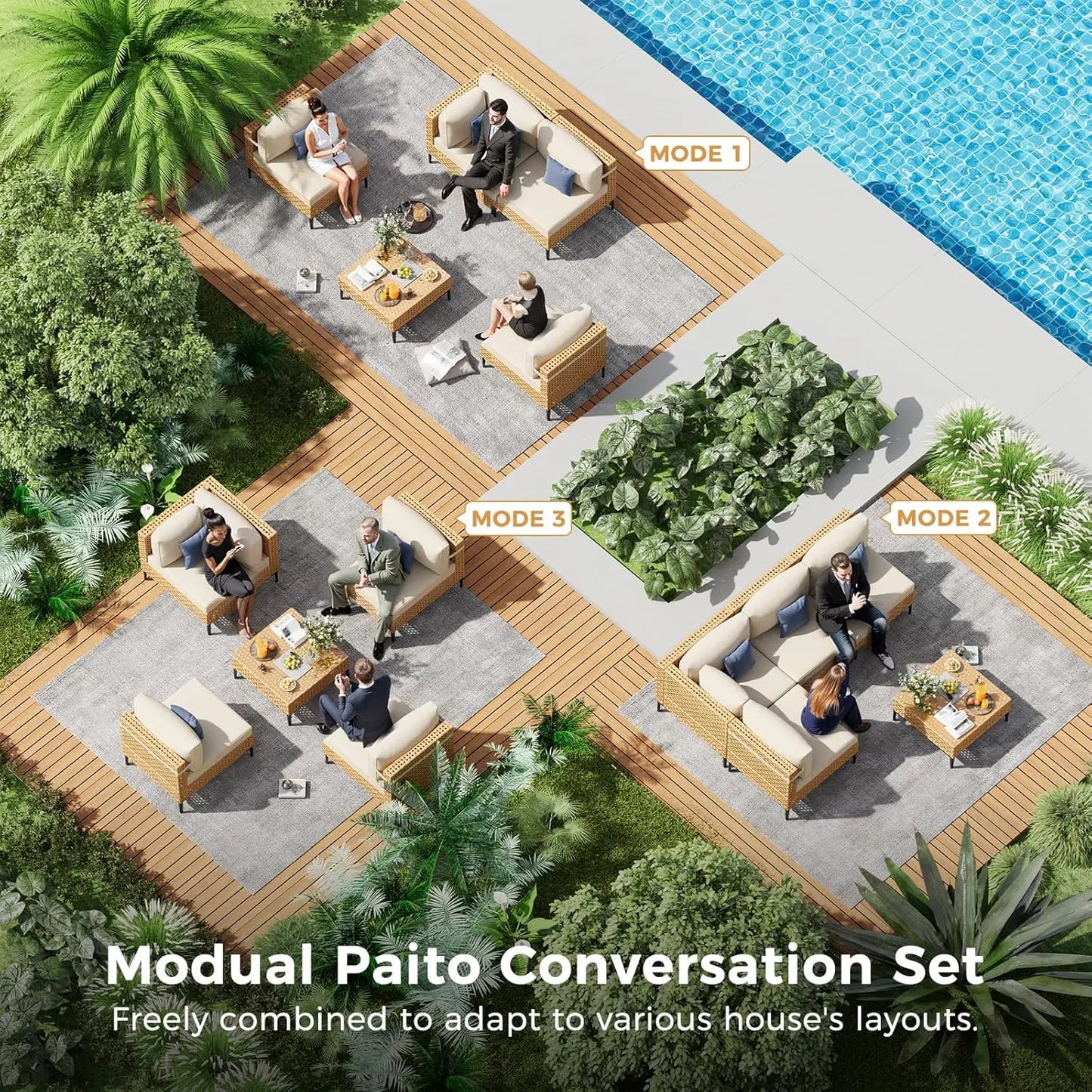 Five-Piece Boho Wicker Outdoor Conversation Set