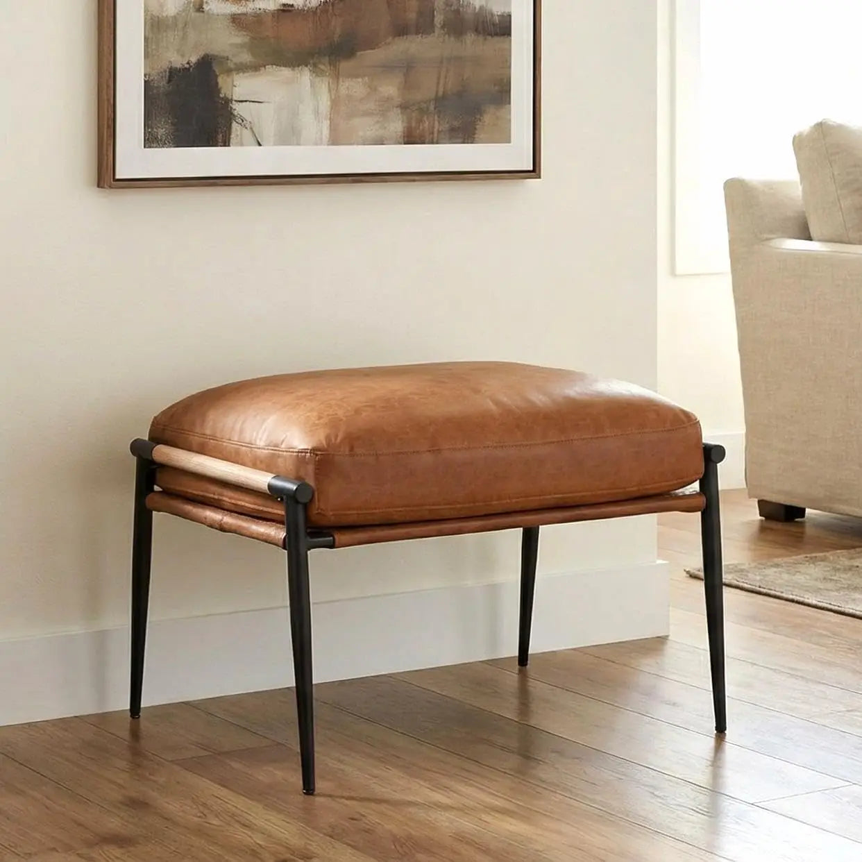 Modern Upholstered Accent Chair with Ottoman