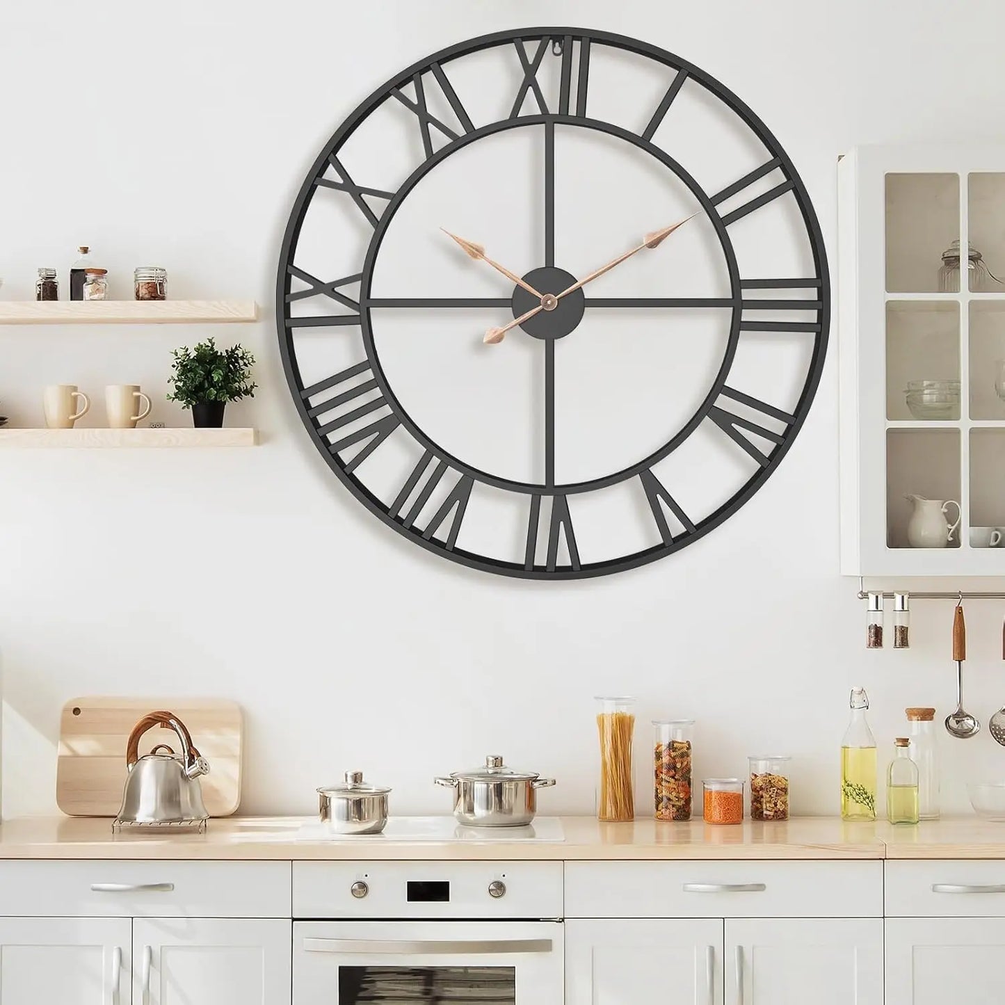 36-Inch Oversized Black Roman Wall Clock