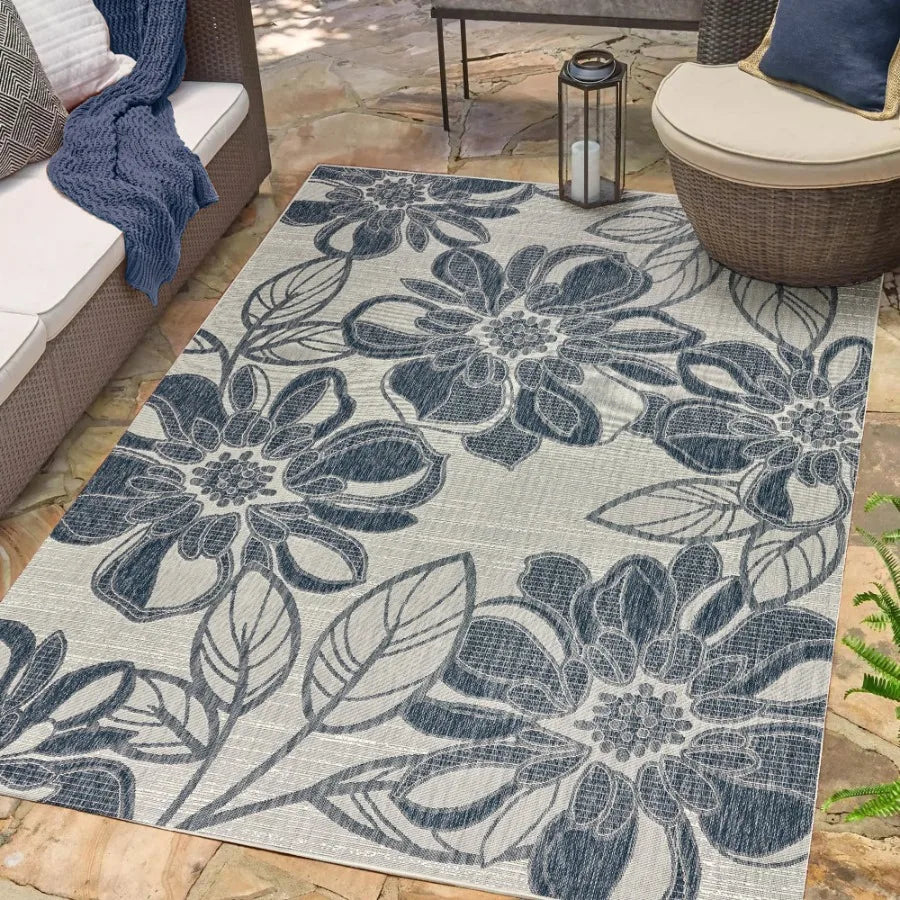 Tropical Floral Indoor Outdoor Area Rug, 8' x 10'