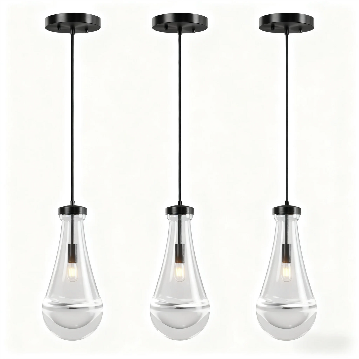 Raindrop Glass Pendant Light with Adjustable Cord