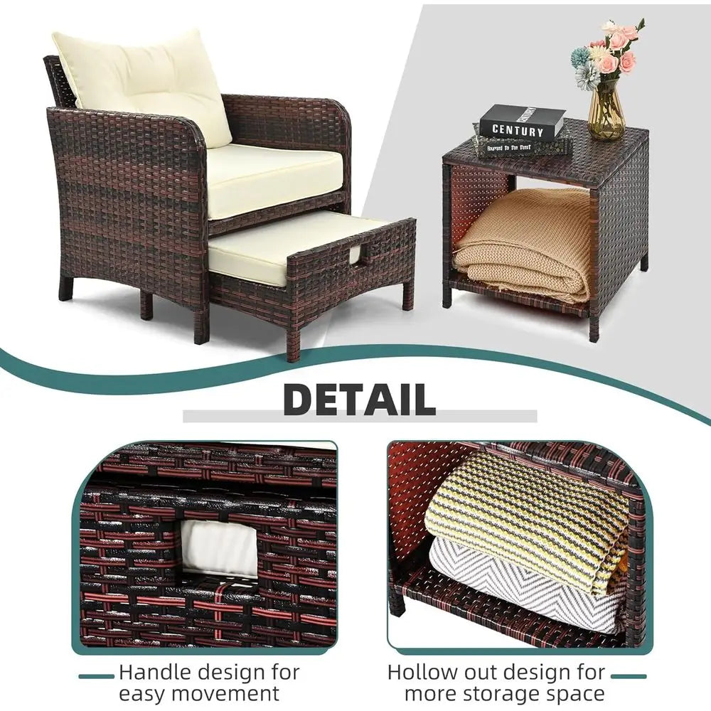 5-Piece Wicker Patio Conversation Set