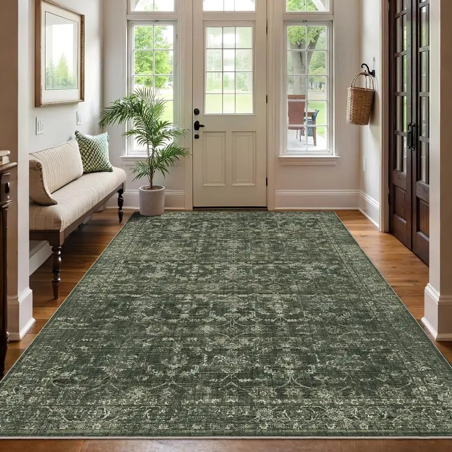 Vintage Floral Faux Wool Area Rug