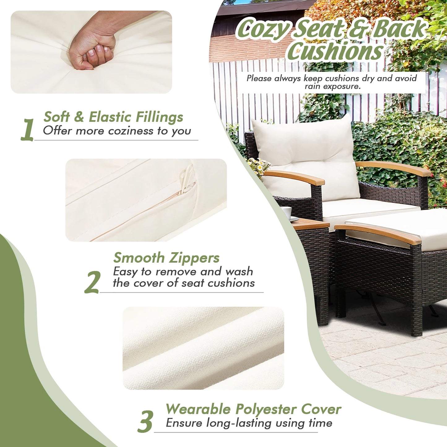 5-Piece Acacia Patio Conversation Set