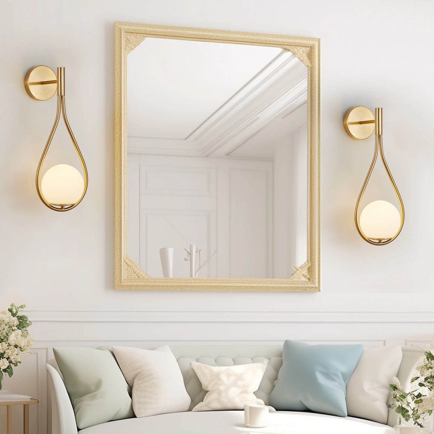 Set of 2 Mid-Century Modern Golden Wall Sconces