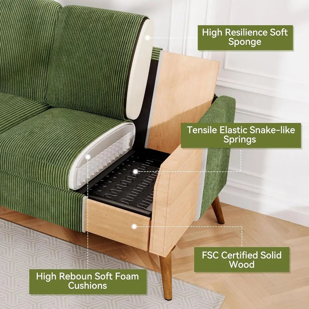 Modern Upholstered Corduroy Loveseat