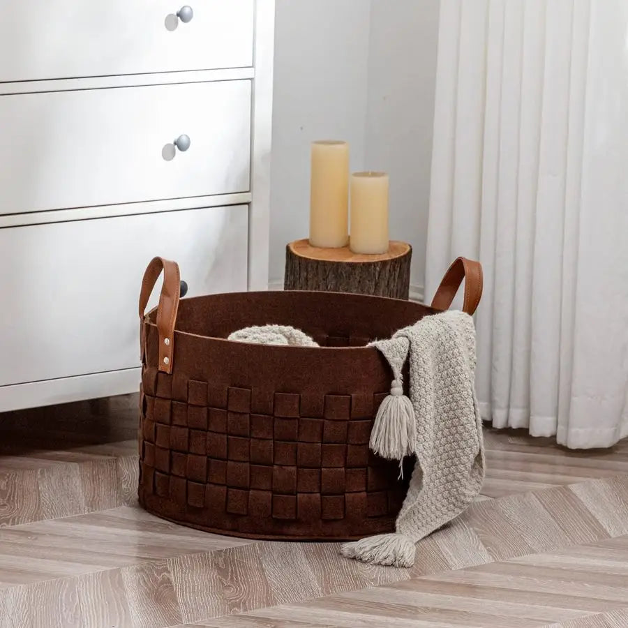 Oversized Felt Storage Basket with Handles