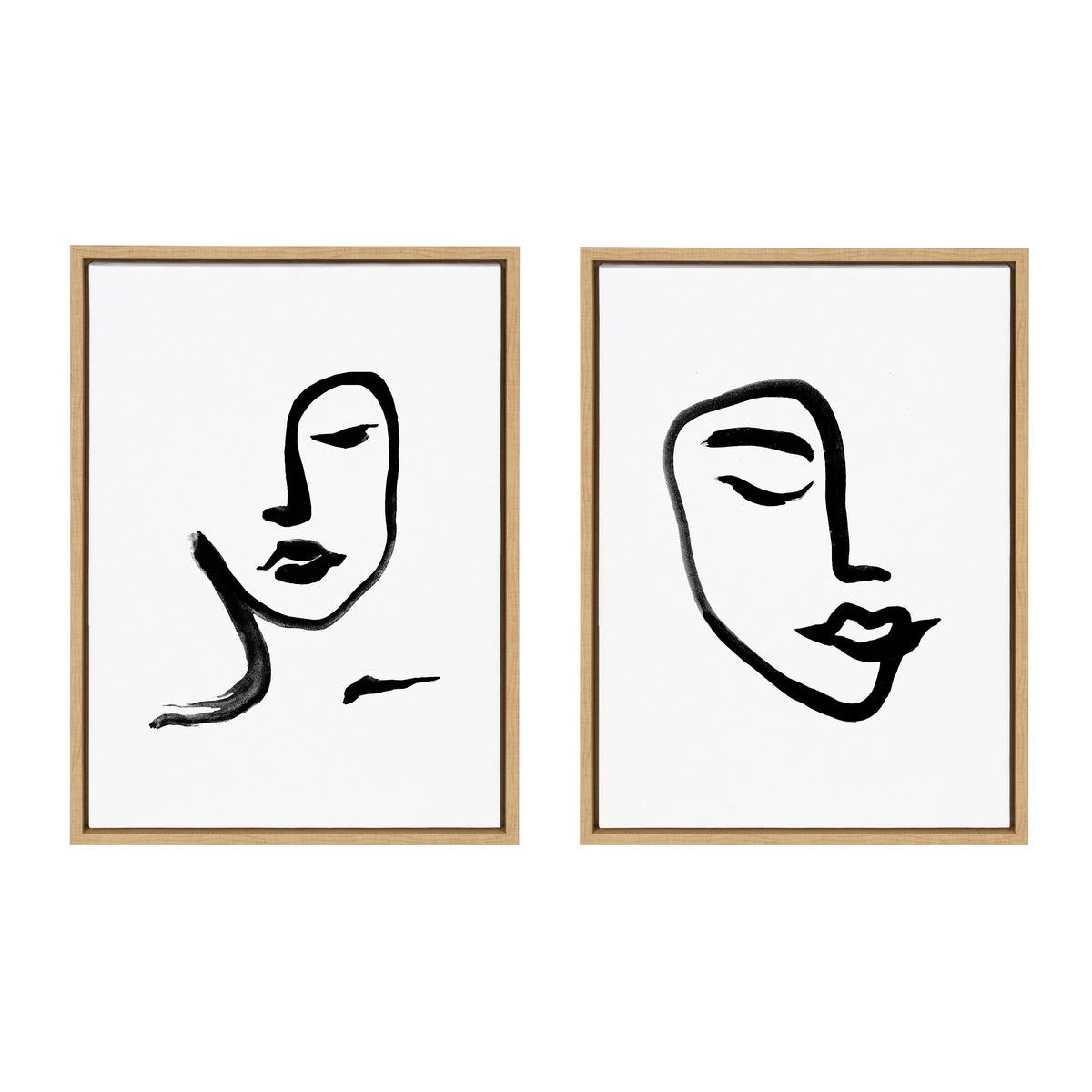 Sylvie Woman Face Art and Face Line Print Framed Canvas Art Set by Viola Kreczmer