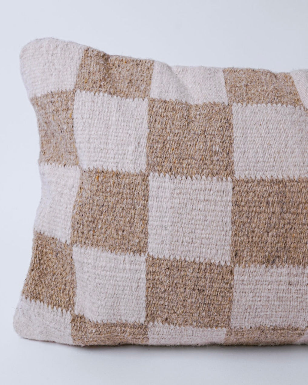 Sand Checkered Lumbar Pillow