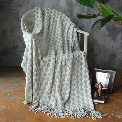 Geometric Knitted Chenille Throw Blanket