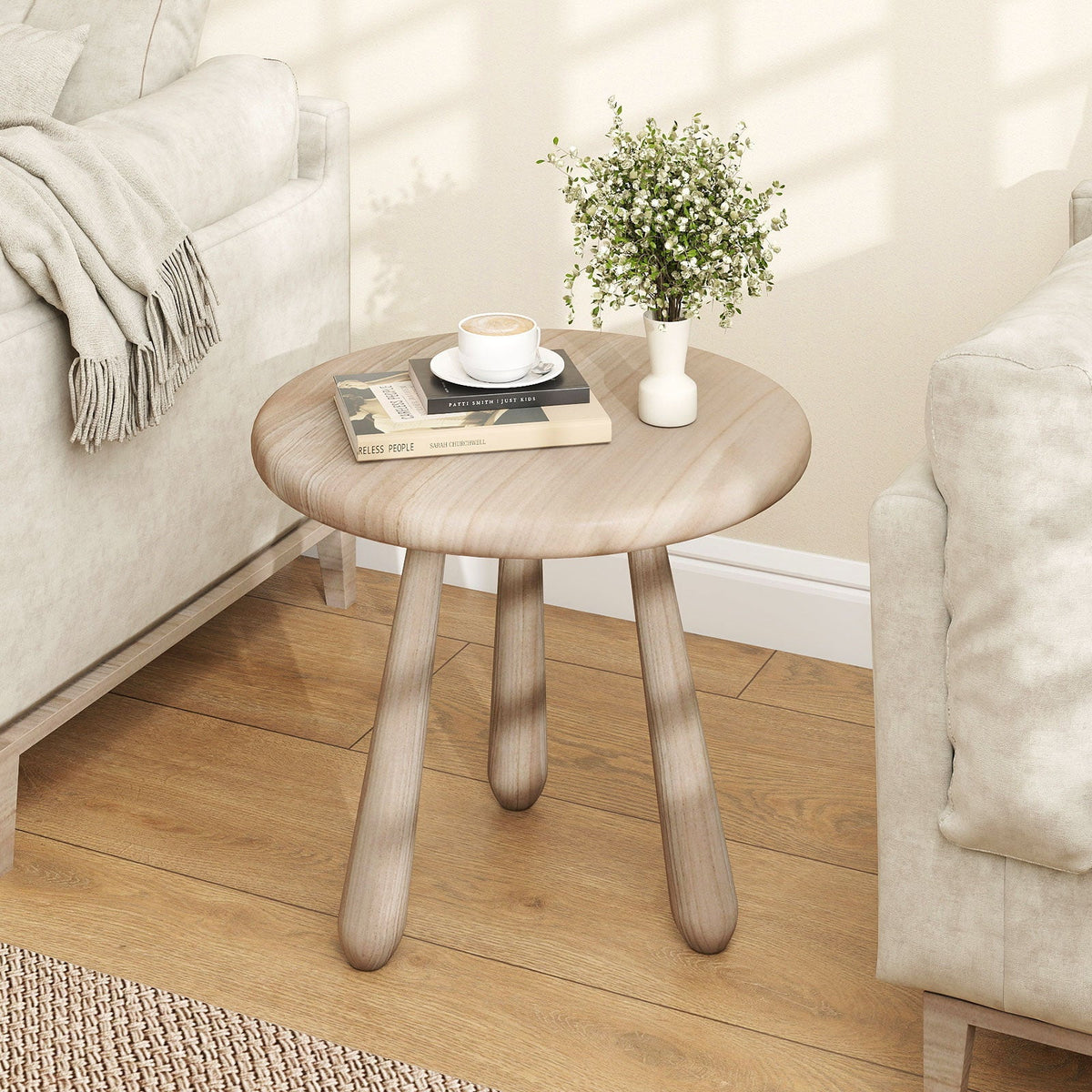 18 Inch Outdoor Mahogany Wood Side Table with Thickened Board