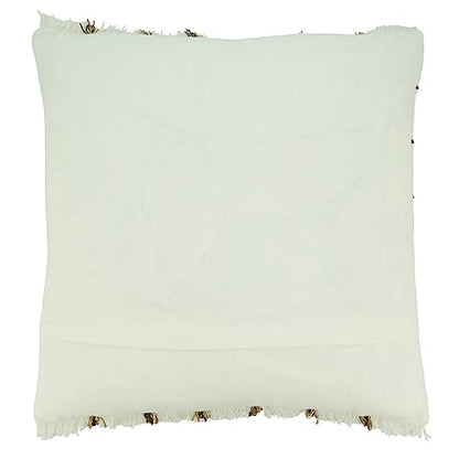 Fennco Styles Striped Design Cotton Decorative Throw Pillow Cover 22" W x 22" L - Ivory Textured Cushion Case for Home, Couch, Bedroom, Living Room and Office Décor