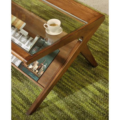 Coffee Table With Tempered Glass Top - Walnut