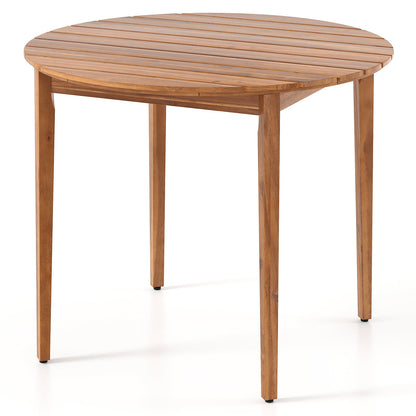 36 inch Acacia Wood Round Outdoor Dining Table for 4 People