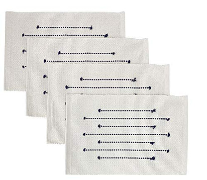 Fennco Styles Black Stripe Textured Minimalist Decorative Cotton Placemats 13" W x 19" L, Set of 6 - Heat Resistant Insulation Table Mats for Home Décor, Dining Table, Banquets and Special Events