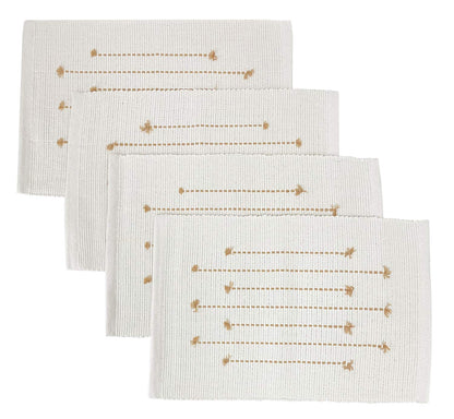 Fennco Styles Black Stripe Textured Minimalist Decorative Cotton Placemats 13" W x 19" L, Set of 6 - Heat Resistant Insulation Table Mats for Home Décor, Dining Table, Banquets and Special Events