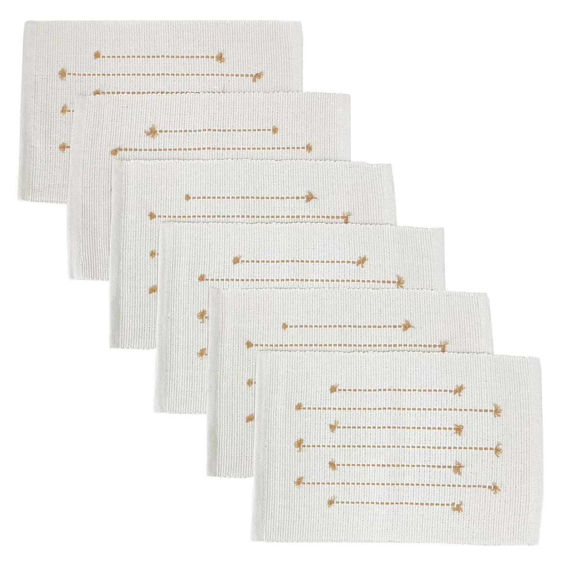 Fennco Styles Black Stripe Textured Minimalist Decorative Cotton Placemats 13" W x 19" L, Set of 6 - Heat Resistant Insulation Table Mats for Home Décor, Dining Table, Banquets and Special Events