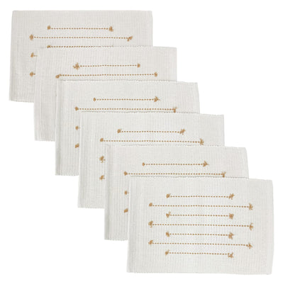Fennco Styles Black Stripe Textured Minimalist Decorative Cotton Placemats 13" W x 19" L, Set of 6 - Heat Resistant Insulation Table Mats for Home Décor, Dining Table, Banquets and Special Events