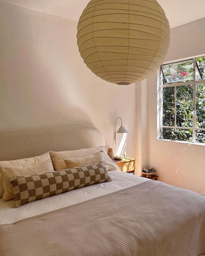Sand Checkered Lumbar Pillow
