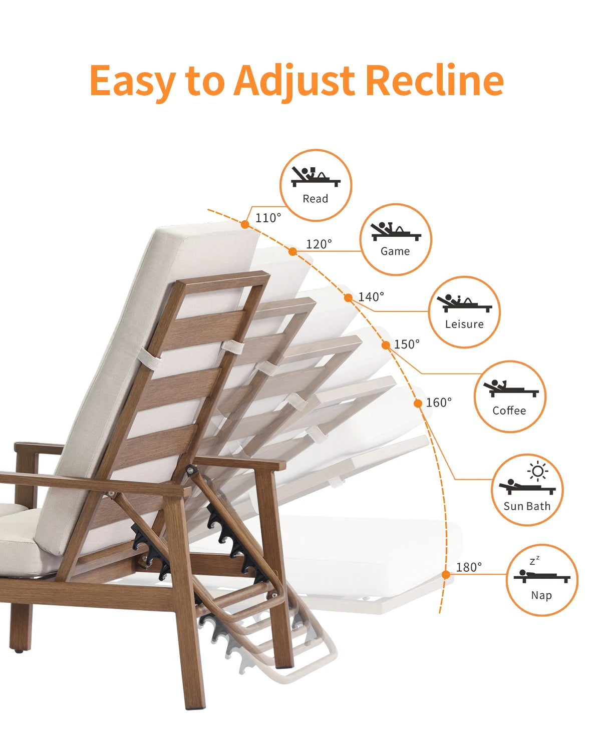 Teak-Style Aluminum 3-Piece Chaise Lounge Set