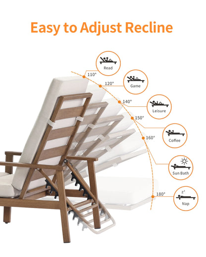 Teak-Style Aluminum 3-Piece Chaise Lounge Set