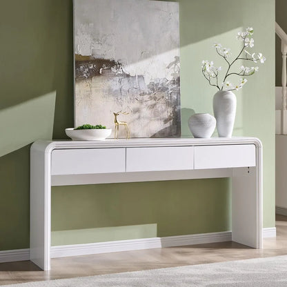 63'' Console Table with 3 Drawers, Curved Profile Design