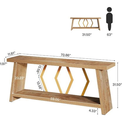 Extra Long Console Table with Two-Tier Storage Design