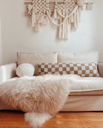 Sand Checkered Lumbar Pillow