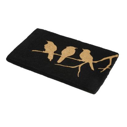 Birds On Branch - Black Coir Doormat