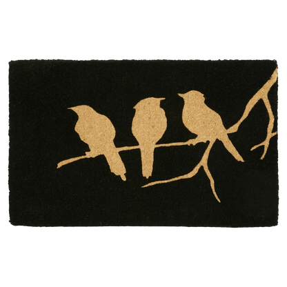 Birds On Branch - Black Coir Doormat